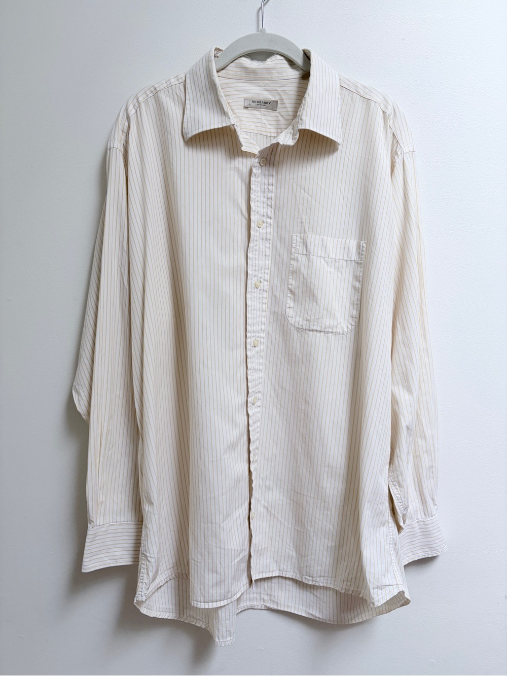 Burberry London Classic Cream + Yellow Stripe Button Up Shirt